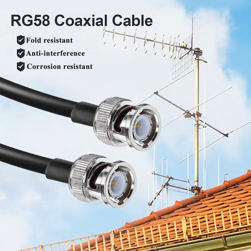 TUOLNK BNC Jumper Cable RG58 Coax Low Loss 50 ohm BNC Male to Male Coaxial Cable 20 inch (50cm) HD-SDI Extension for Surveillance System Video Converter2pcs - Image 3